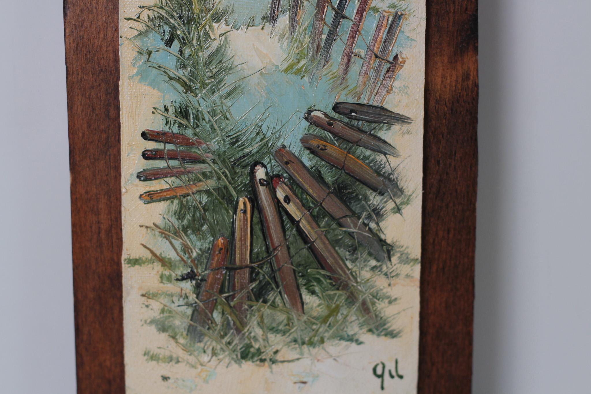 Vintage Coastal Seascape Painting on Wood, Signed by Artist