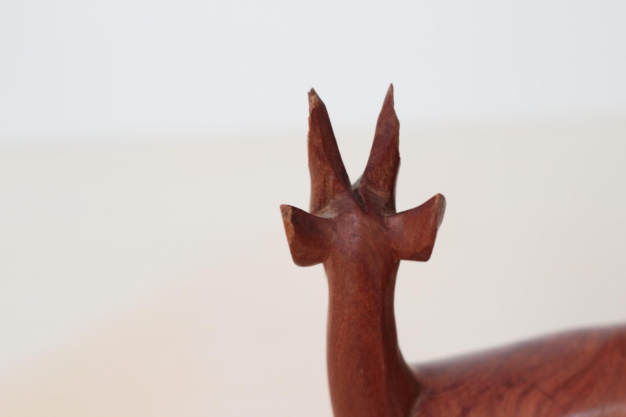 Vintage Teak Wood Gazelle Single Bookend (flawed), Mid-Century Decor