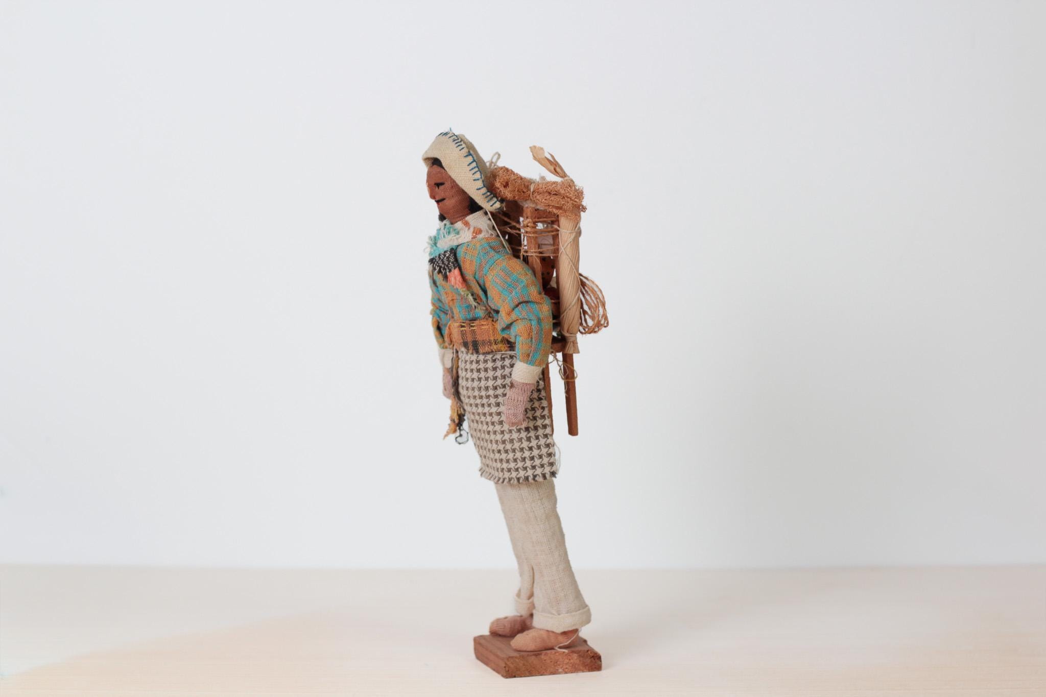 Vintage Guatemalan Folk Art Cloth Merchant Figure, 12.5in Tall