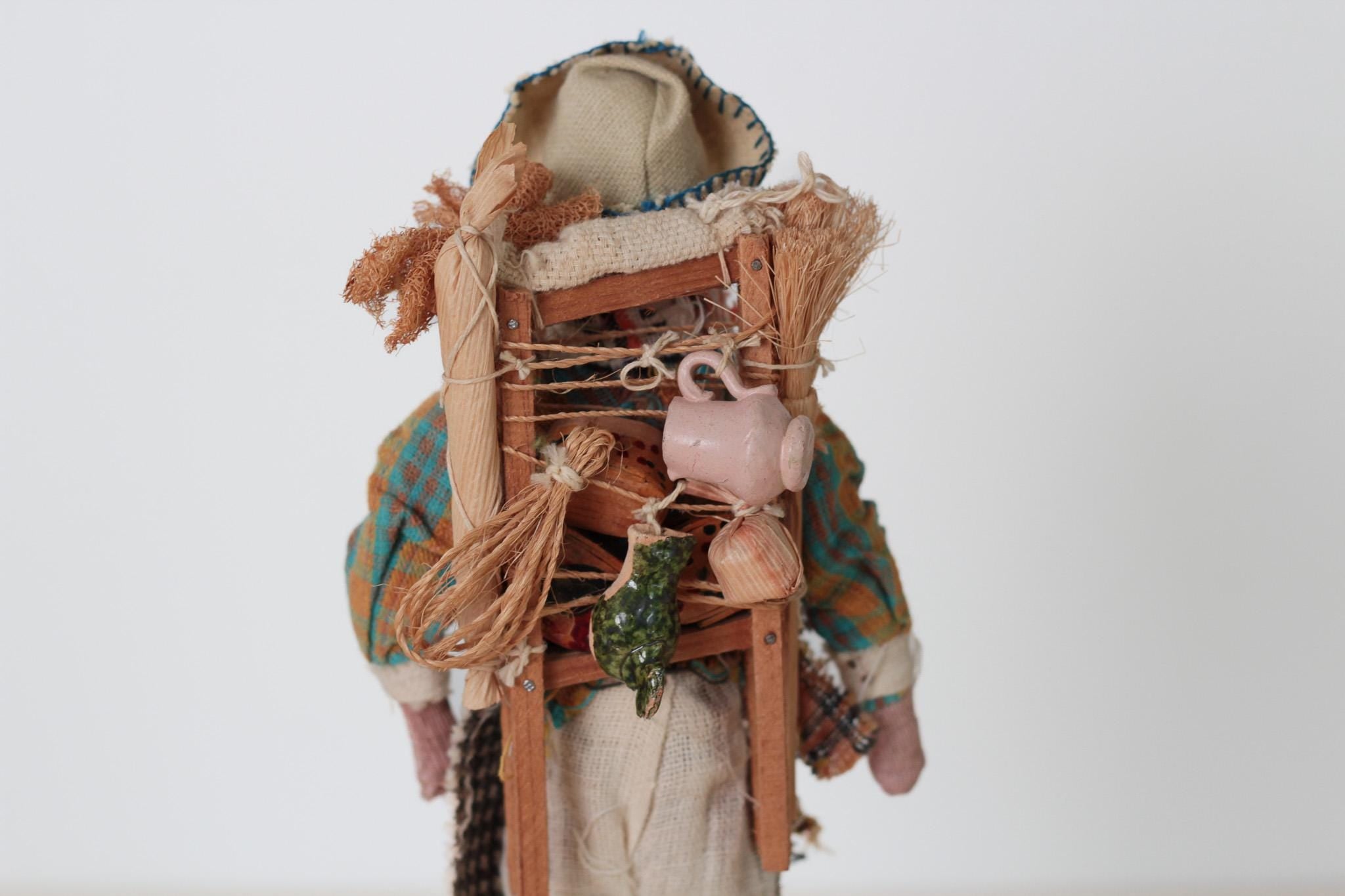 Vintage Guatemalan Folk Art Cloth Merchant Figure, 12.5in Tall