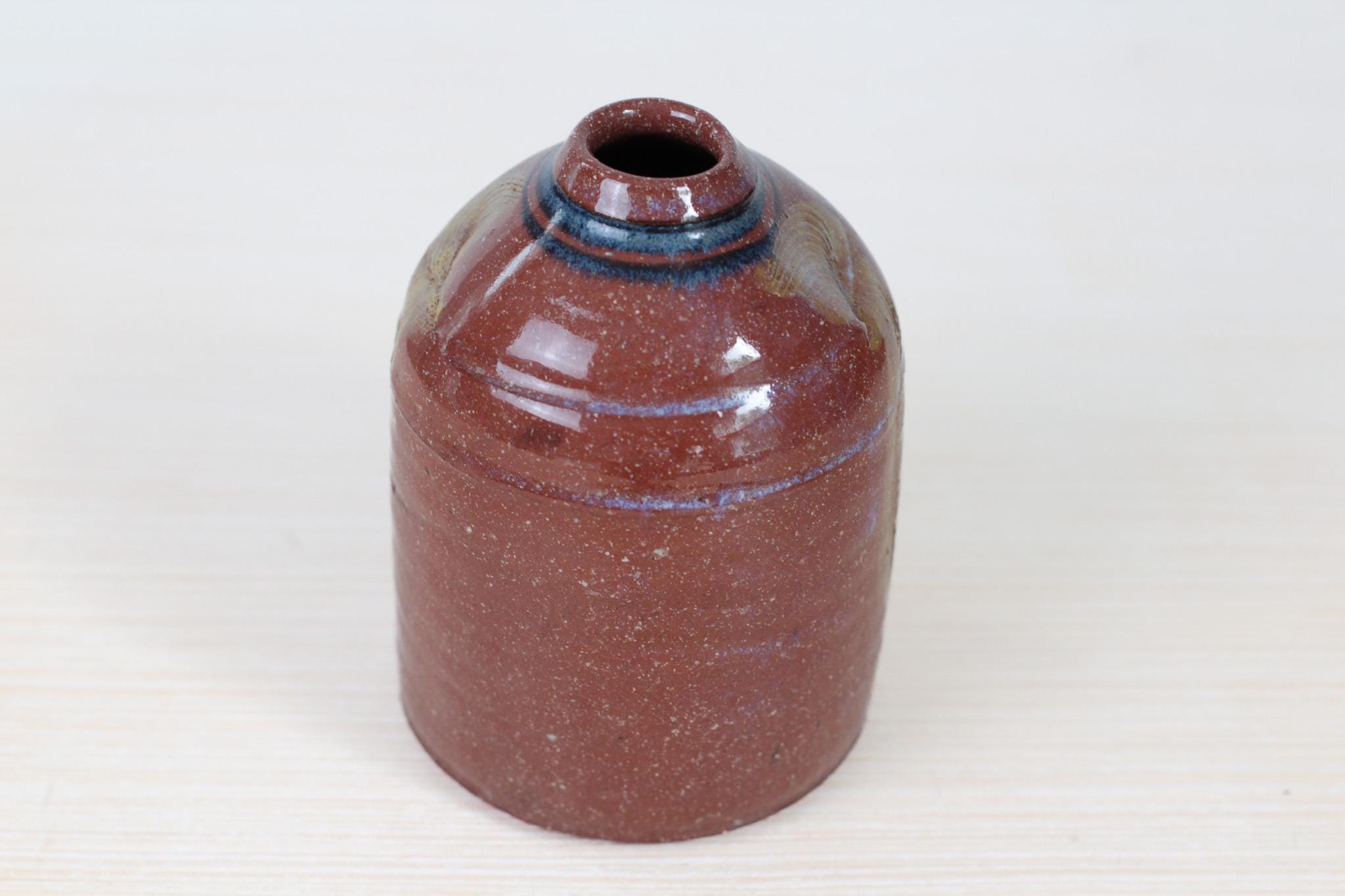 Vintage Studio Pottery Bud Vase in Red Stoneware Clay, Signed by Maker