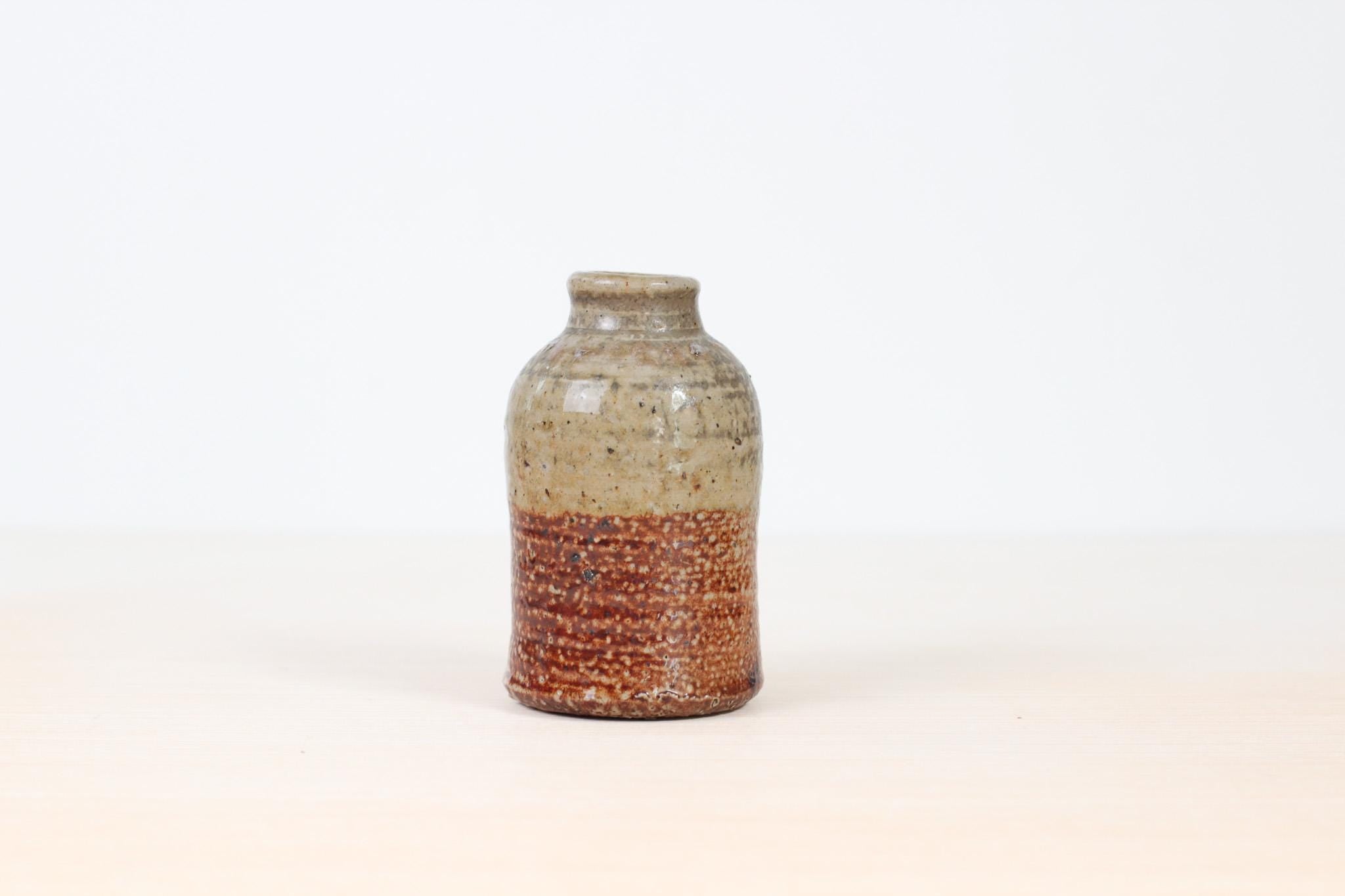 Vintage Studio Pottery Speckled Stoneware Small Bud Vase, Signed by Maker