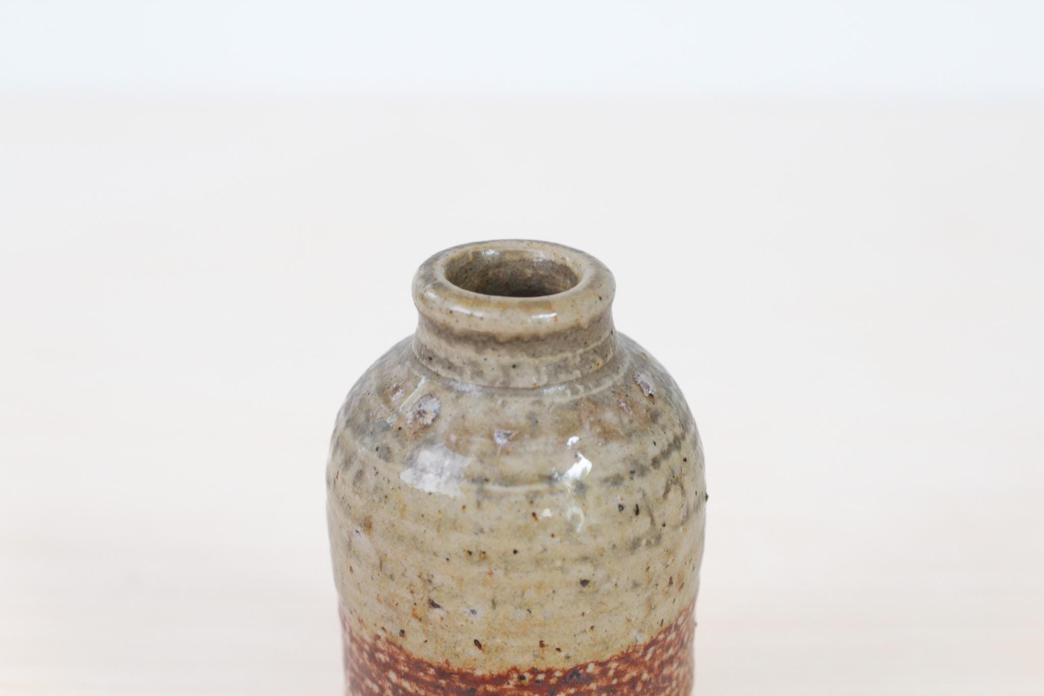 Vintage Studio Pottery Speckled Stoneware Small Bud Vase, Signed by Maker