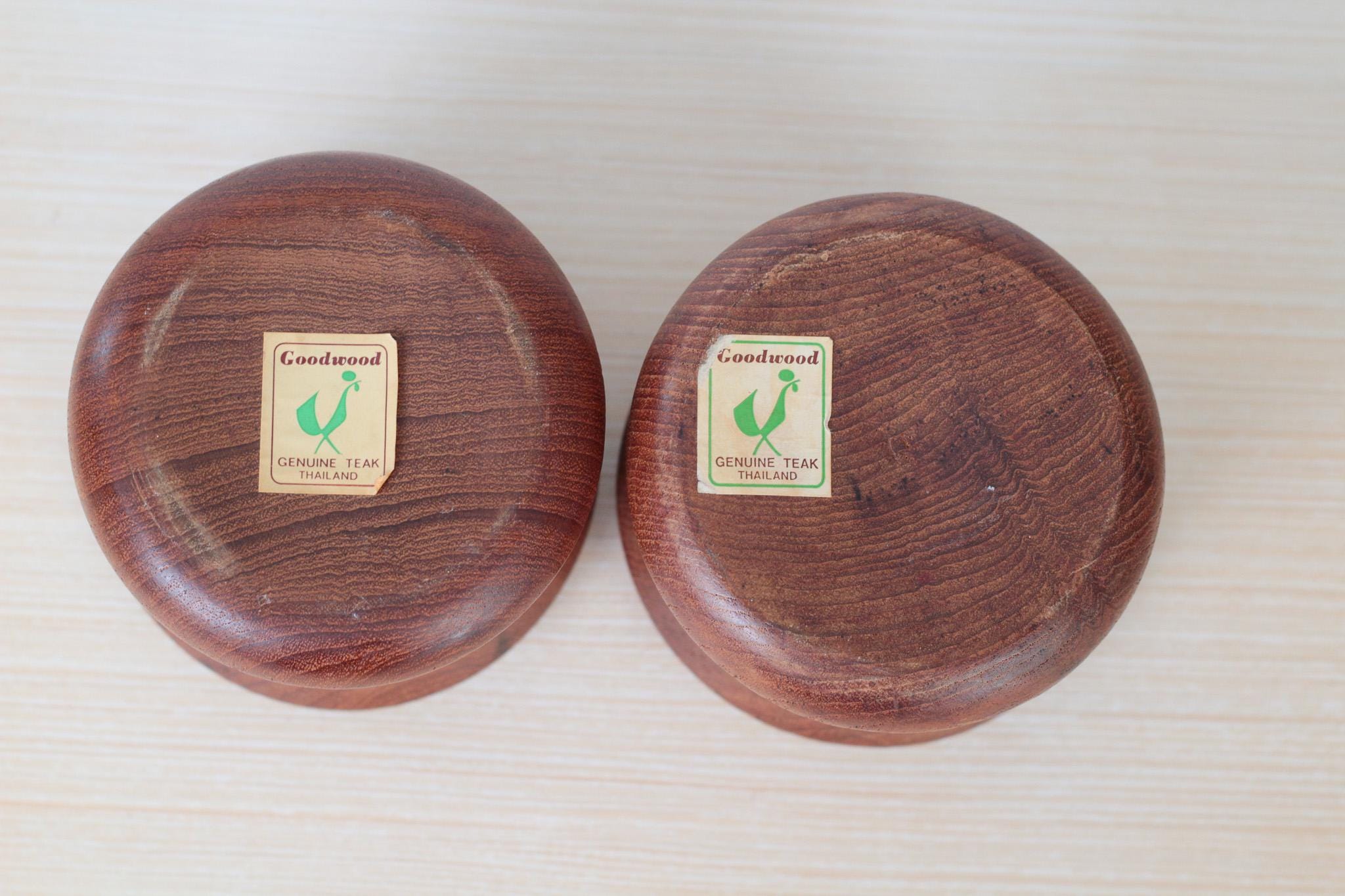 Vintage Teak Wood Candle Holder Pair, Mid-Century Modern Decor