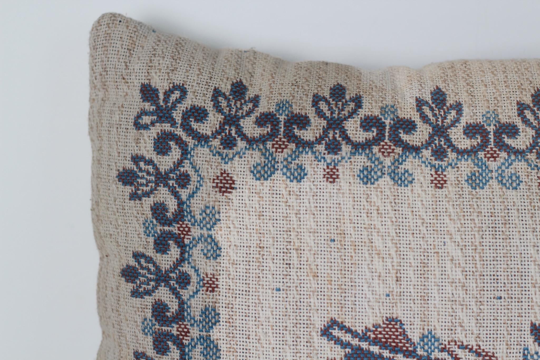 Vintage Austrian Folk Art Tapestry Pillow 15"x15"