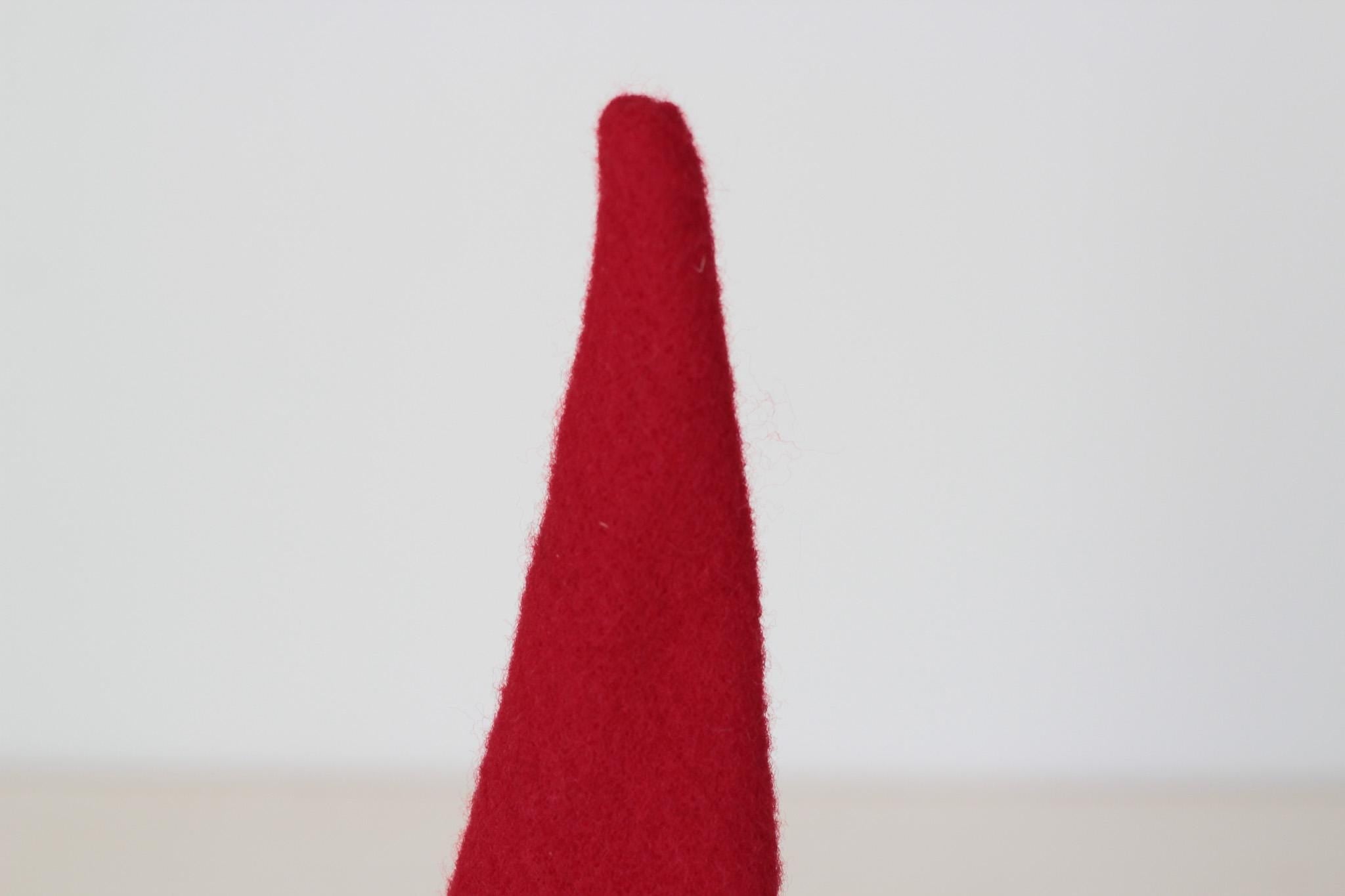 Vintage Swedish Tomte Gnome 10.5" Tall w/ Wooden Heart Feet, Scandinavian Christmas Decor