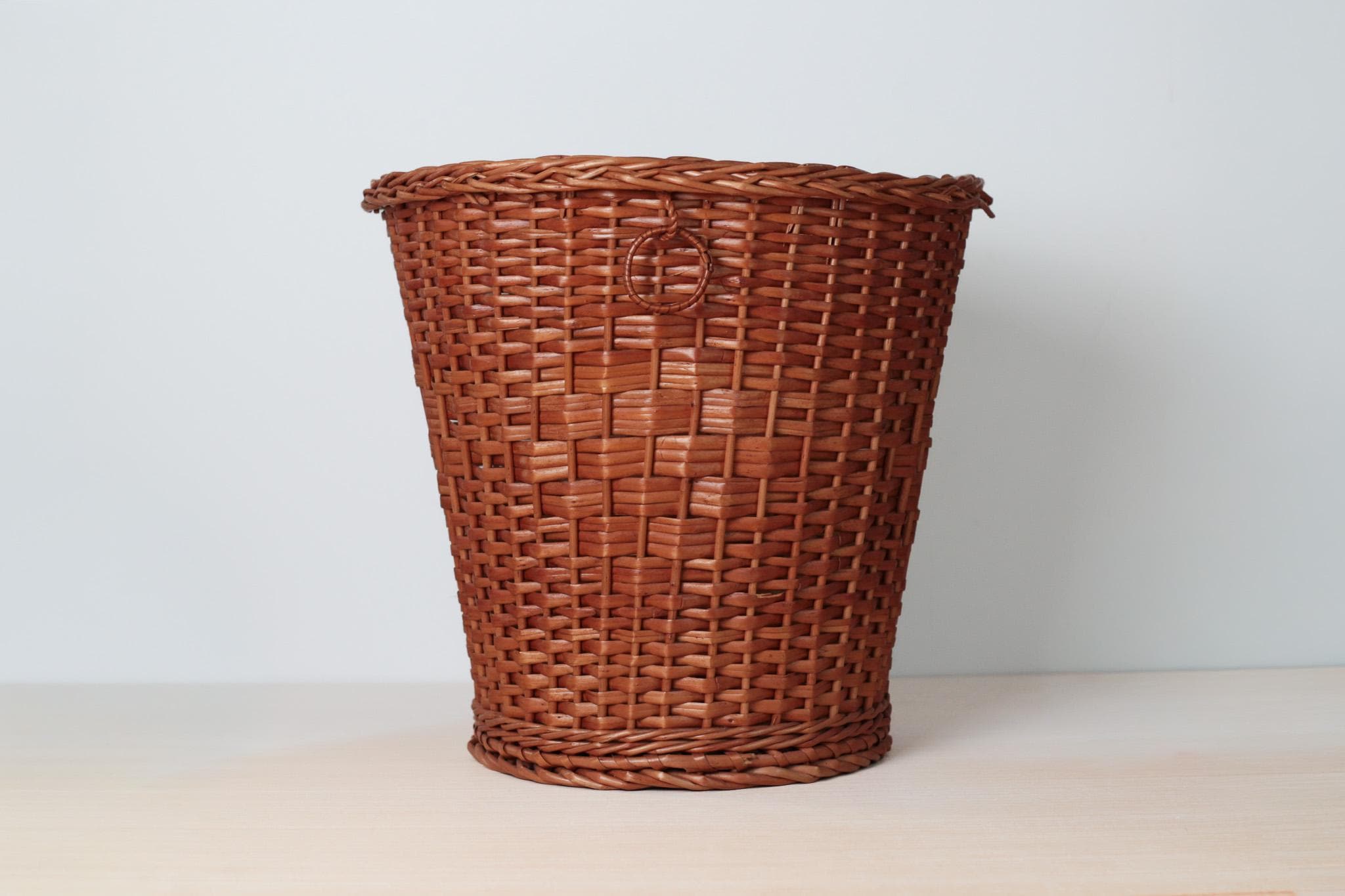 Vintage Woven Wicker Basket with Hanging Loop