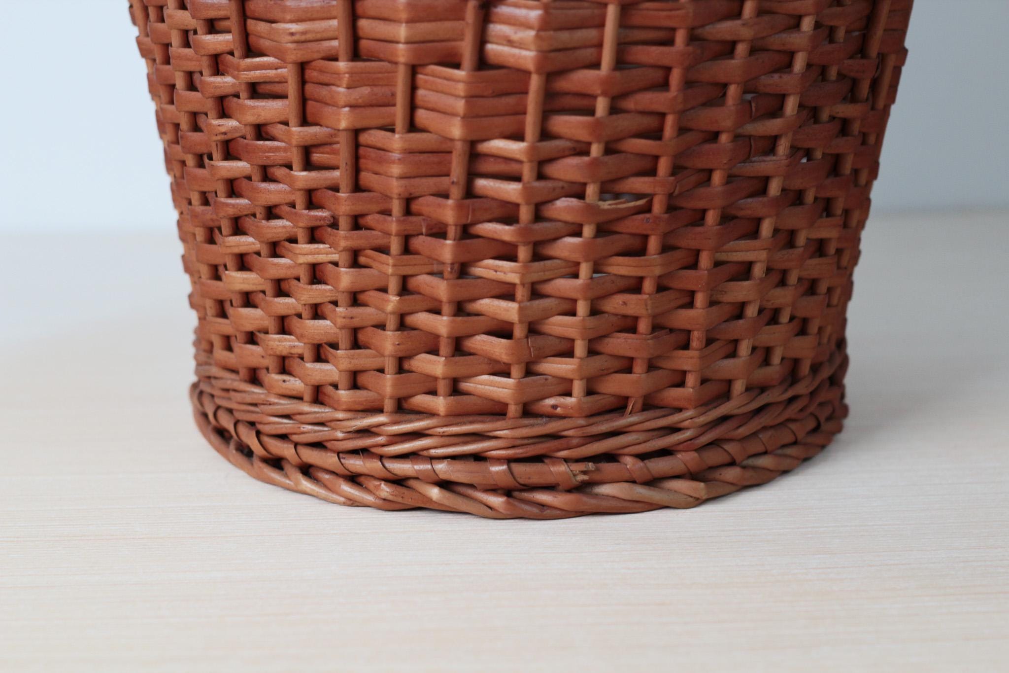 Vintage Woven Wicker Basket with Hanging Loop