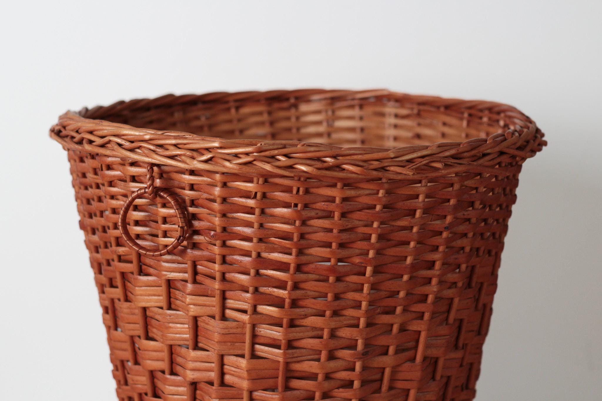 Vintage Woven Wicker Basket with Hanging Loop