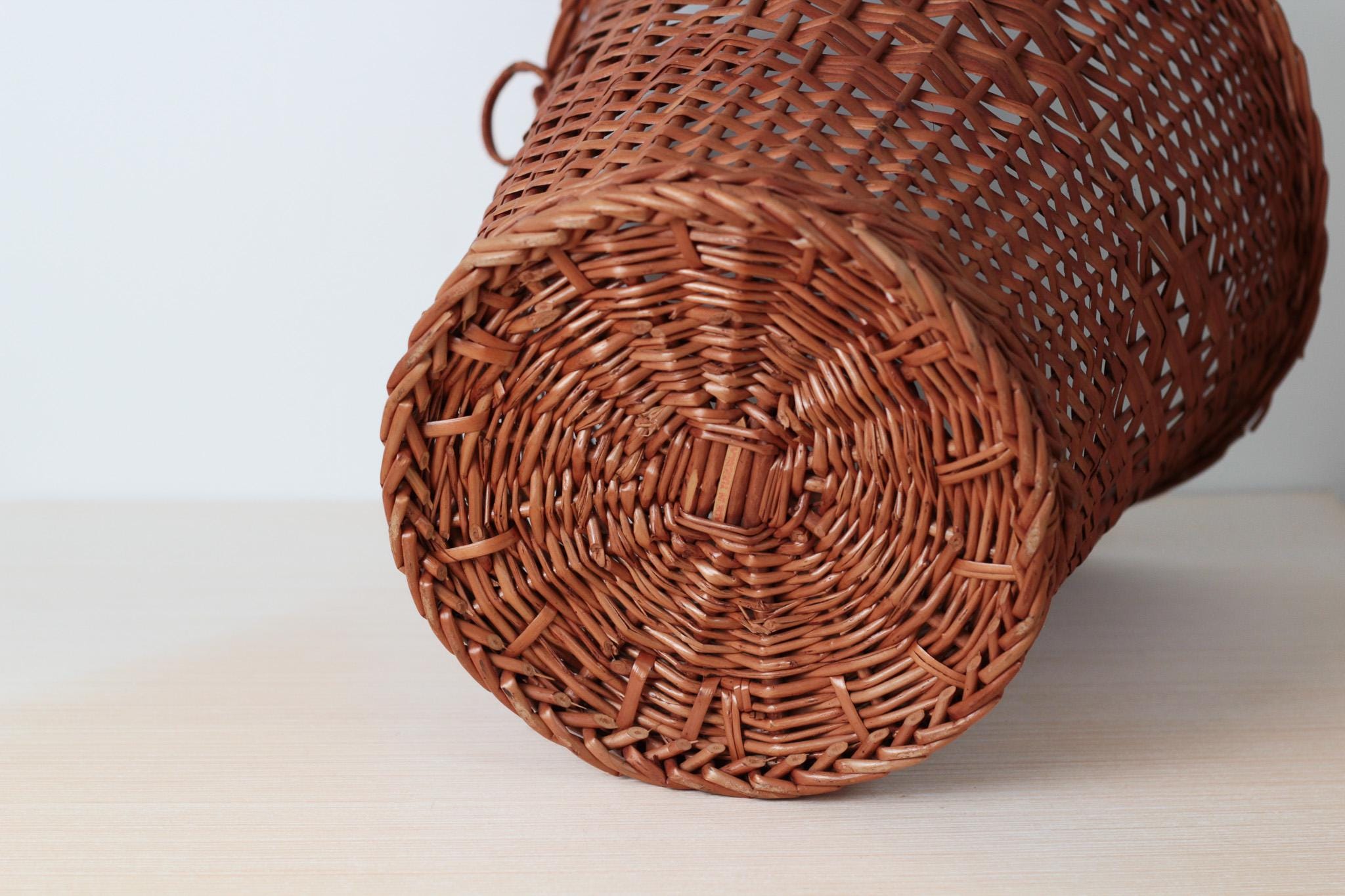 Vintage Woven Wicker Basket with Hanging Loop