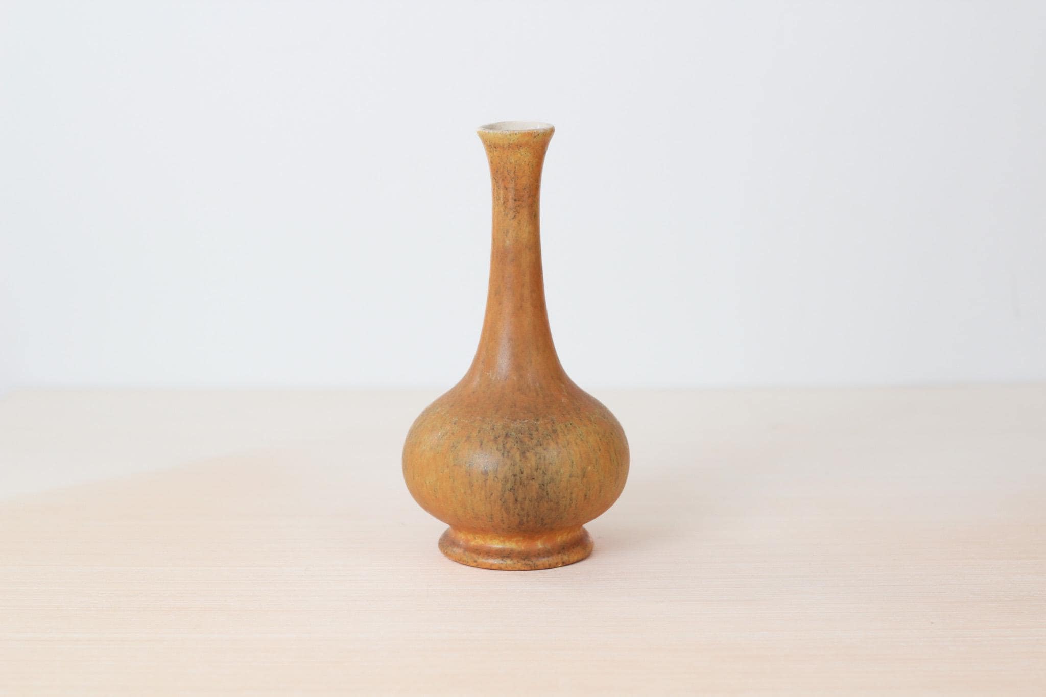 Vintage MCM Royal Haeger Ceramic Bud Vase in Mottle Mustard Yellow Glaze