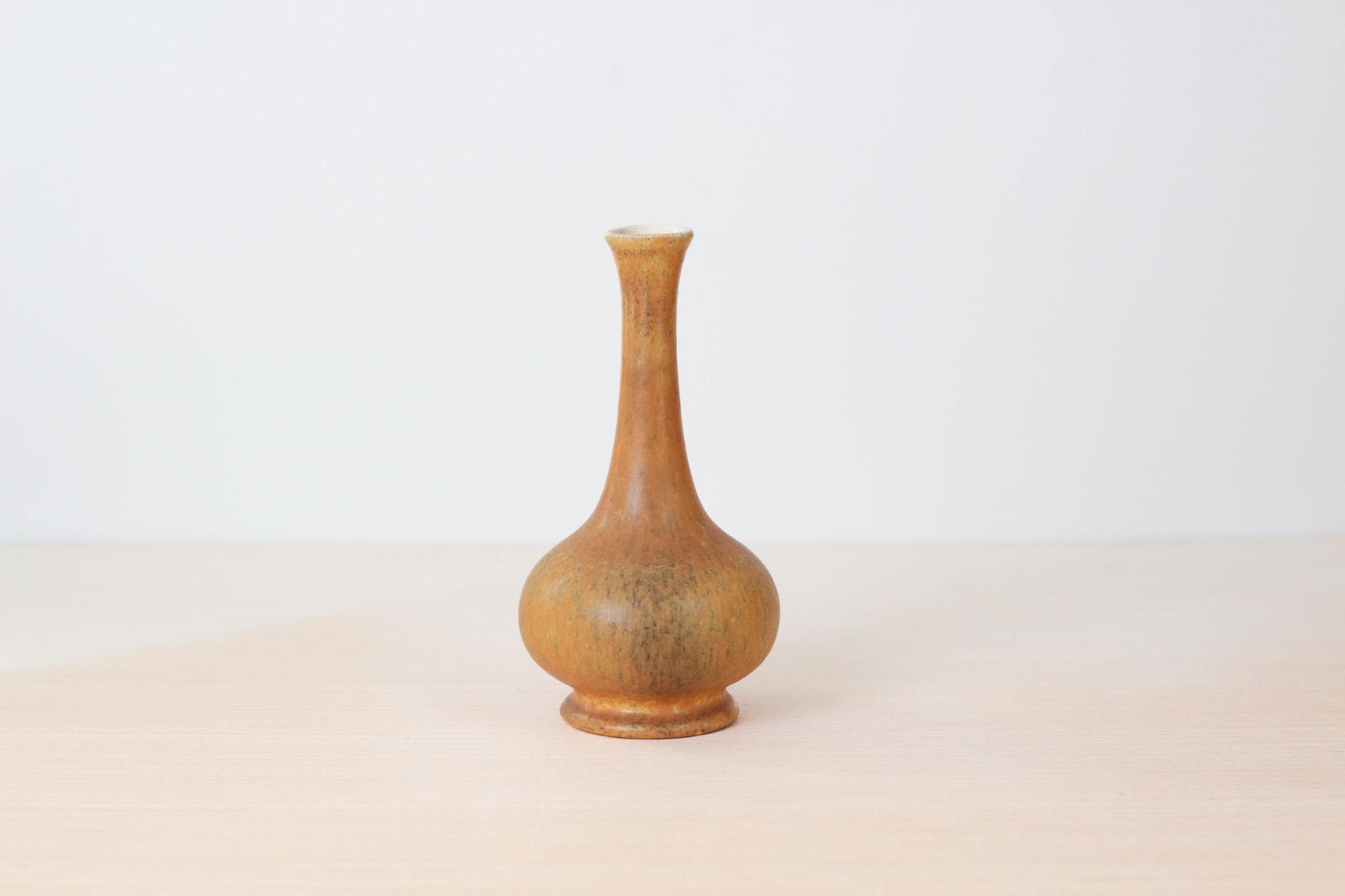 Vintage MCM Royal Haeger Ceramic Bud Vase in Mottle Mustard Yellow Glaze