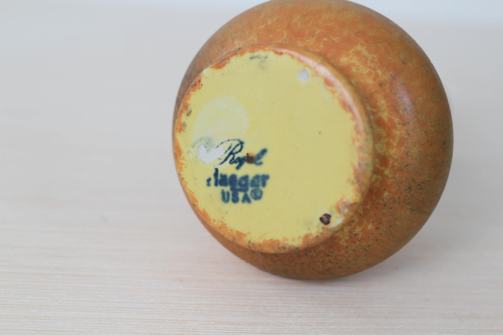 Vintage MCM Royal Haeger Ceramic Bud Vase in Mottle Mustard Yellow Glaze