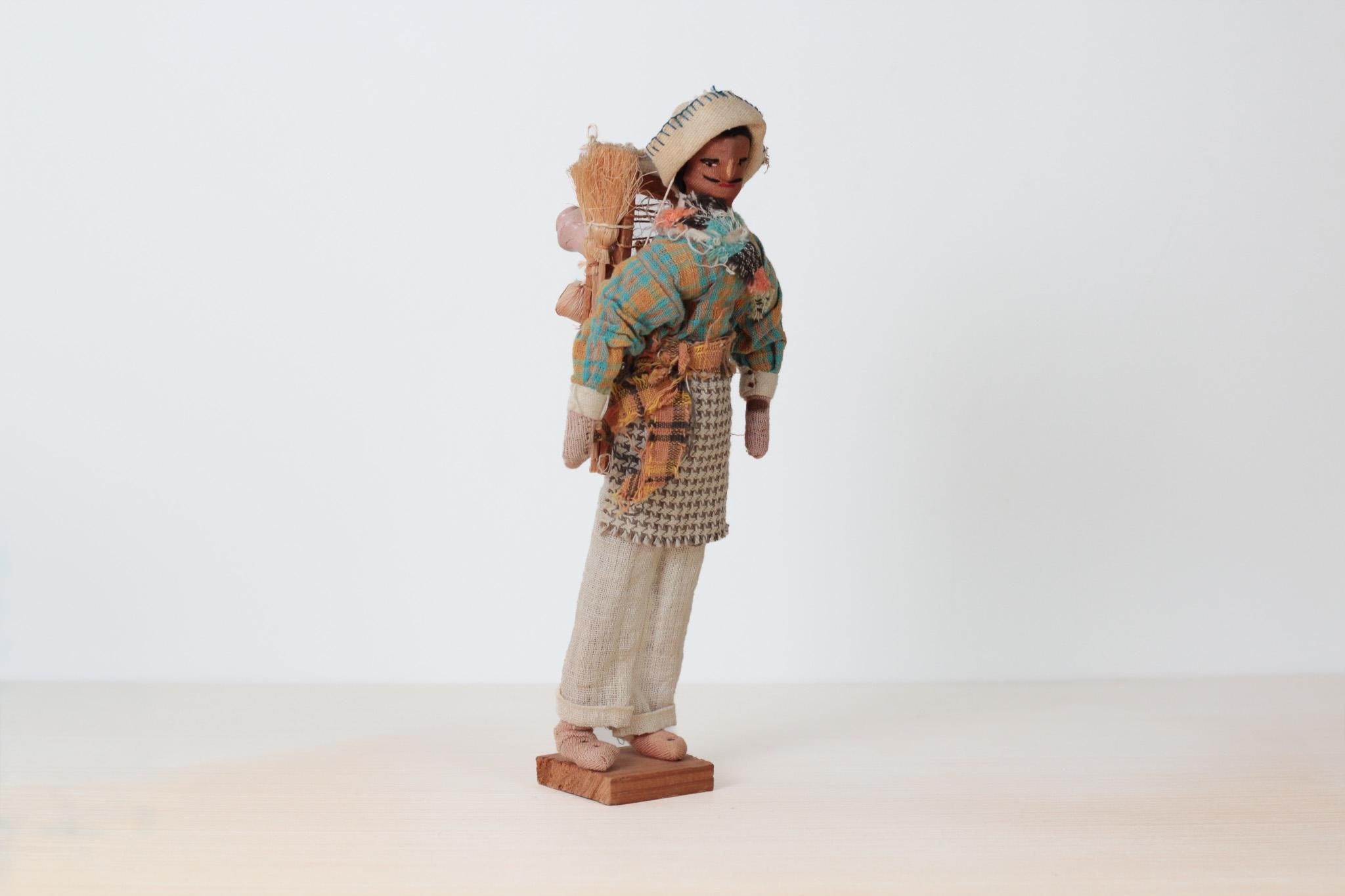 Vintage Guatemalan Folk Art Cloth Merchant Figure, 12.5in Tall