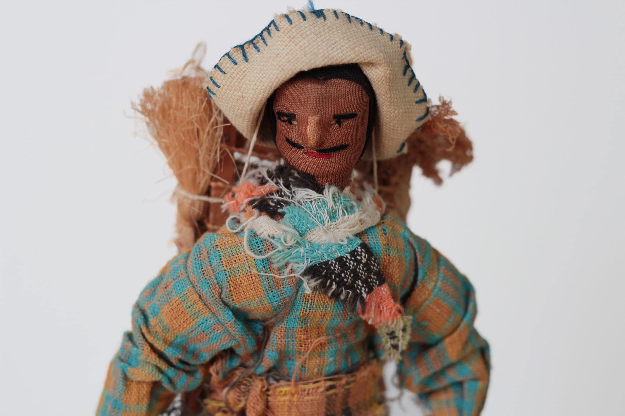 Vintage Guatemalan Folk Art Cloth Merchant Figure, 12.5in Tall
