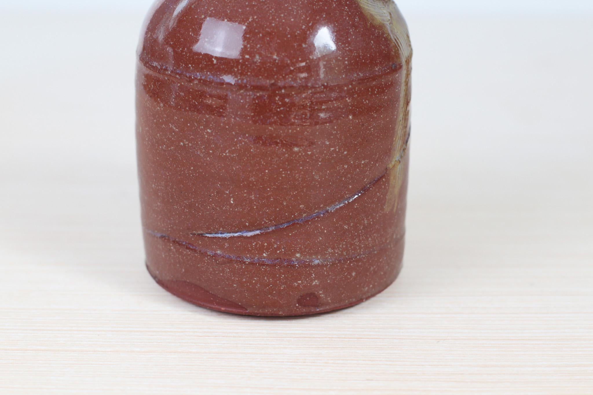 Vintage Studio Pottery Bud Vase in Red Stoneware Clay, Signed by Maker