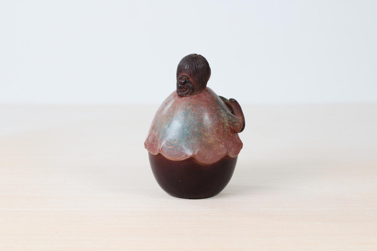 Vintage Chulucanas Pottery Figure by Manuel Adanaque, Peruvian Folk Art Woman with Fish