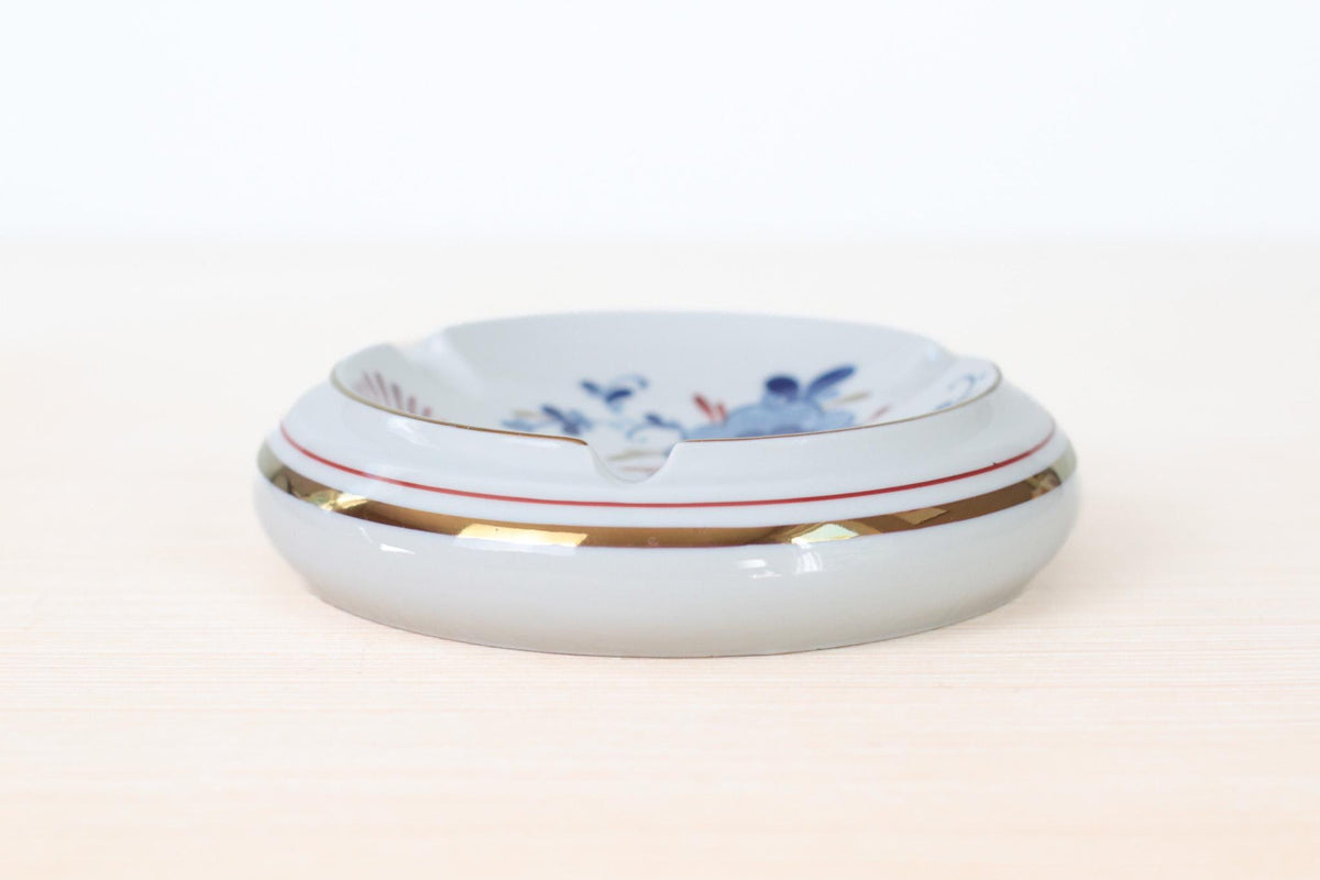 Vintage West German Porcelain Ashtray with Echt Kobalt Blue Floral Motifs