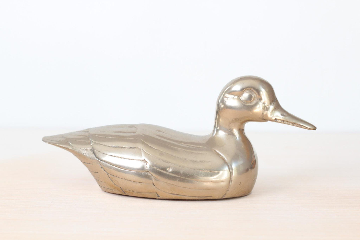 Vintage Large Brass Duck Decoy-Style Sculpture
