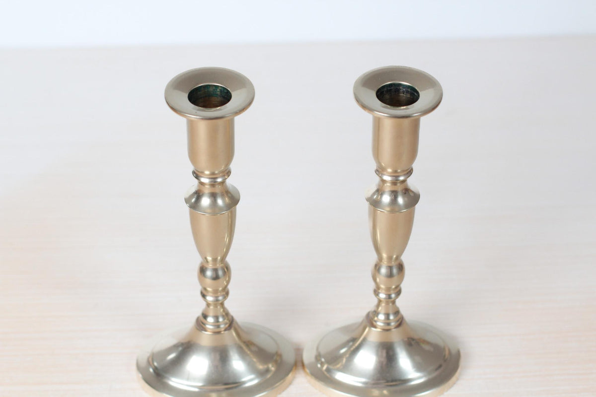 Vintage Danish Brass Candlestick Holders | Mid-Century Scandinavian