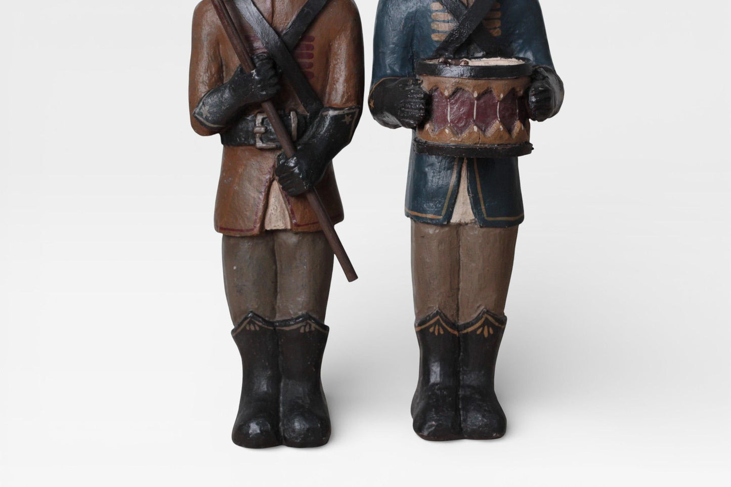 Vintage Faux-Wood Resin Soldier Figures | Americana Folk Art