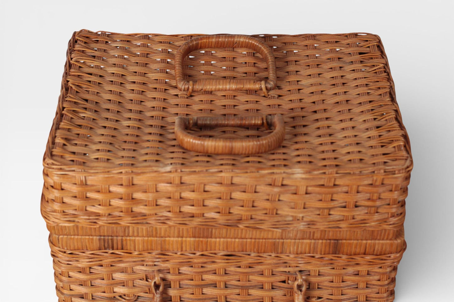 Vintage Wicker Picnic Basket with Handles