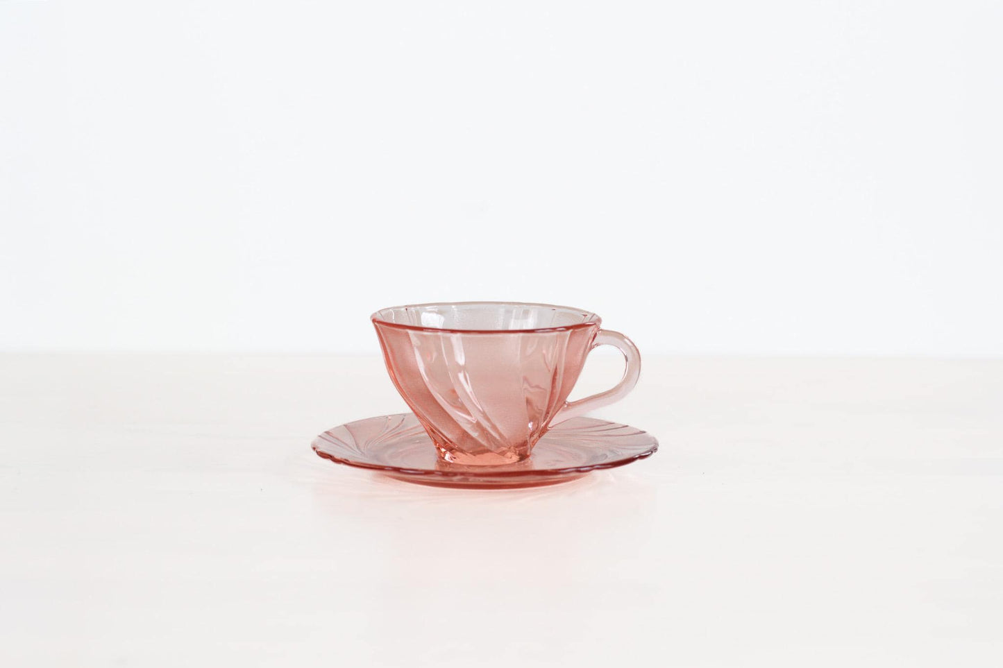 Vintage Vereco France Pink Glass Tea Cup and Saucer | Mid-Century French Glassware