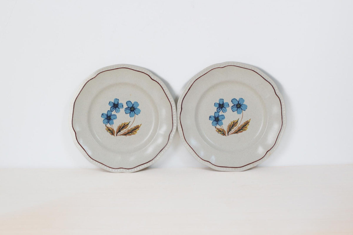 Vintage Blue Floral Kensington Staffordshire Ironstone Bread Plate, Made in England | Cottage Dinnerware