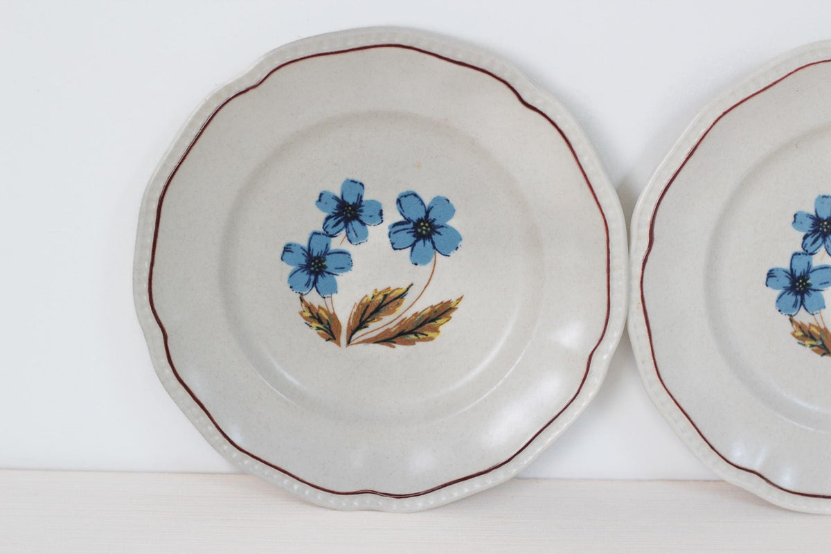 Vintage Blue Floral Kensington Staffordshire Ironstone Bread Plate, Made in England | Cottage Dinnerware