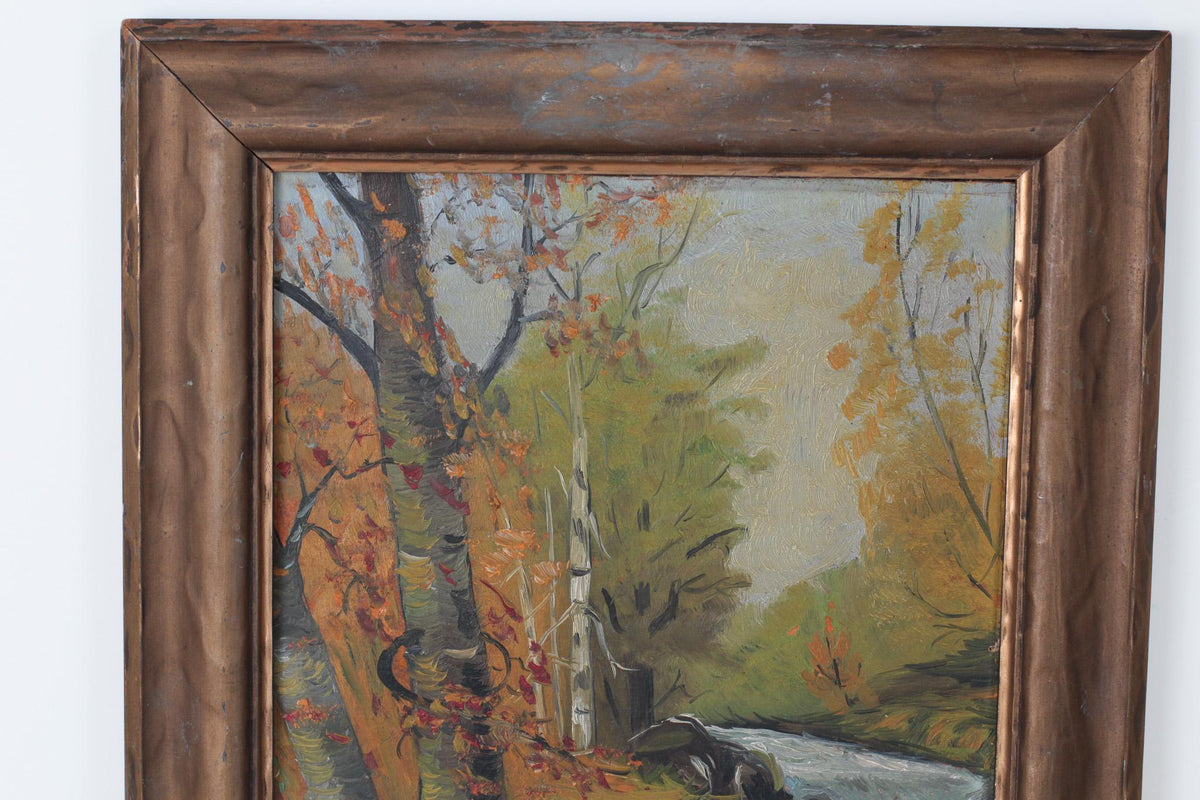 Vintage Framed Fall Landscape Original Painting | Signed by Artist