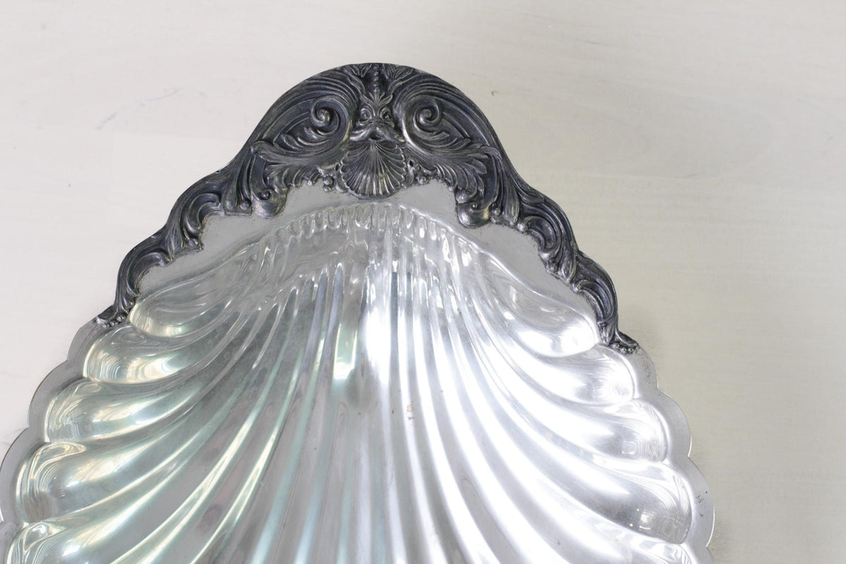 Vintage F.B. Rogers Silver Plate Scallop Shell Serving Dish