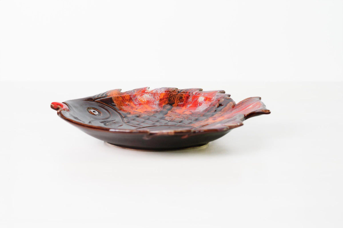 Vintage Vallauris French Pottery Fish Platter | Mid-Century Provençal Ceramic