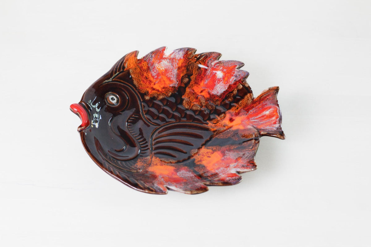 Vintage Vallauris French Pottery Fish Platter | Mid-Century Provençal Ceramic