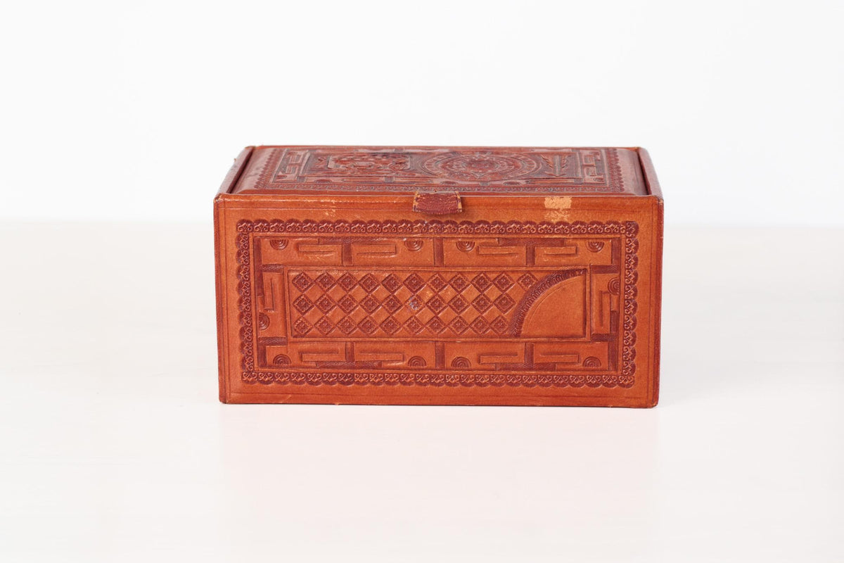 Vintage Mexican Hand Tooled Leather Box