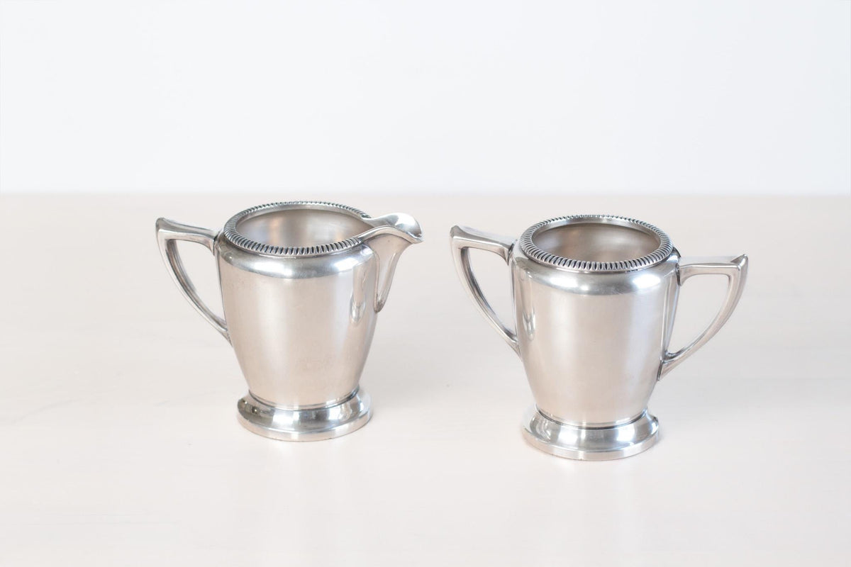 Vintage Poole Silver Hotel Ware Creamer & Sugar Set | EPNS Silver Plate