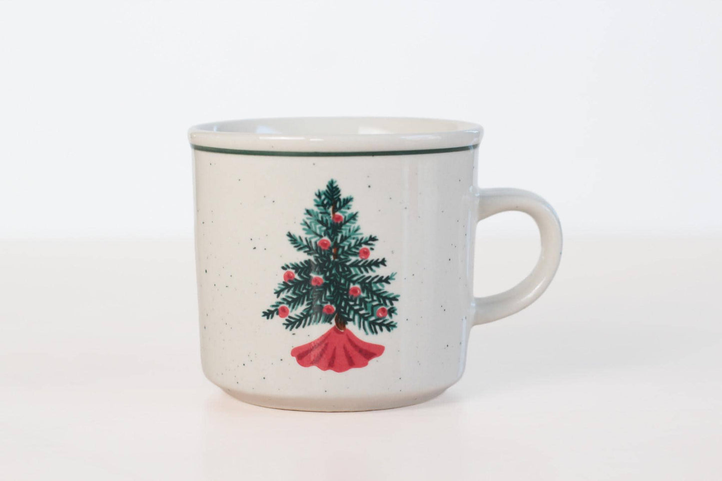 Vintage Christmas Tree Stoneware Mug | Folk Craft Holiday