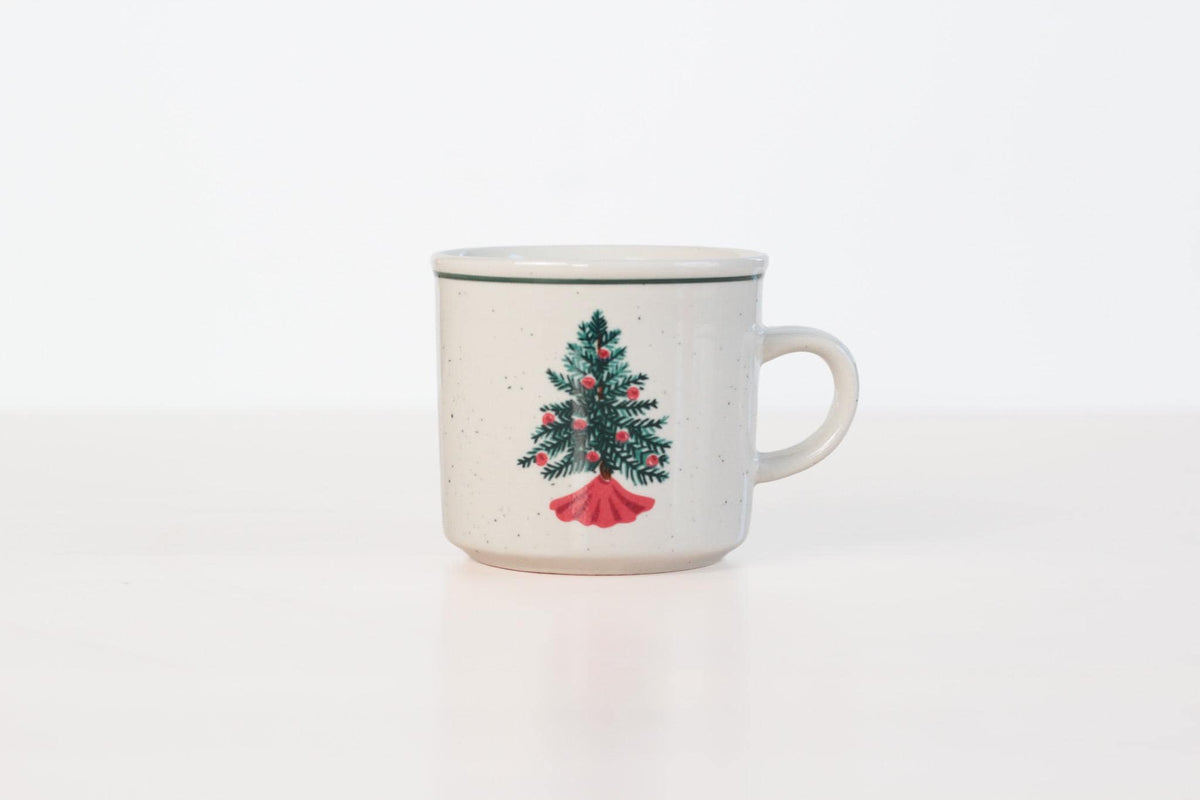 Vintage Christmas Tree Stoneware Mug | Folk Craft Holiday