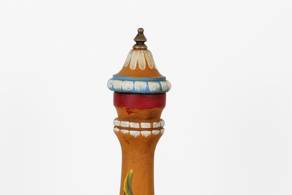 Vintage Italian Folk Art Wooden Pepper Mill