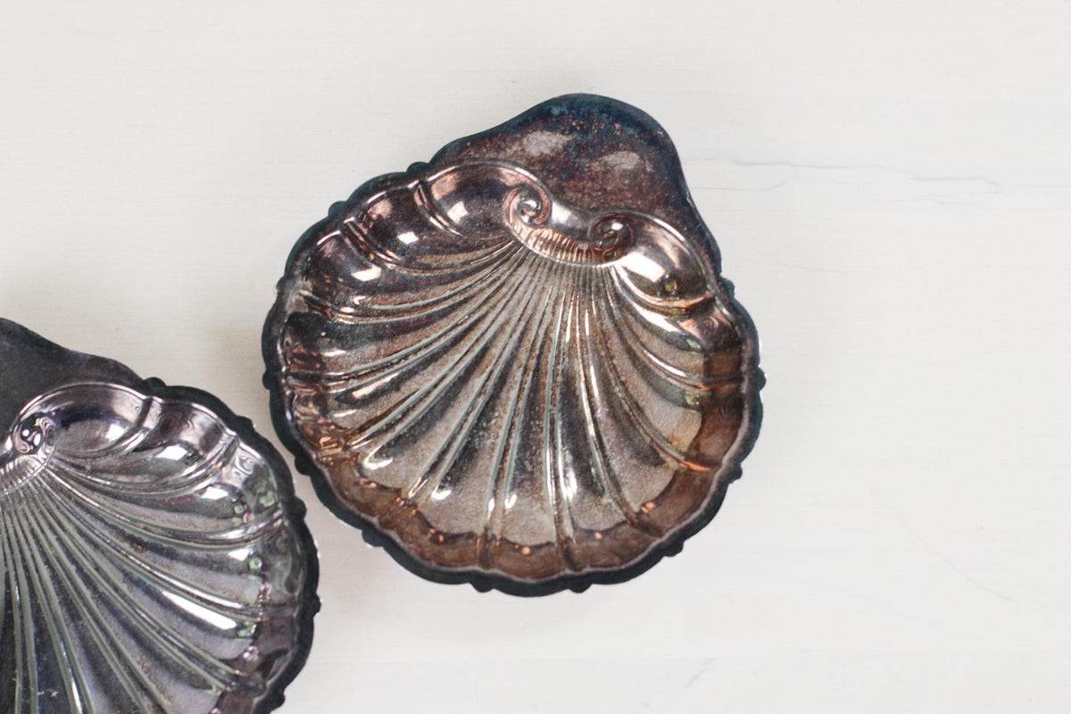 Pair of Vintage Silver Plate Shell Dish