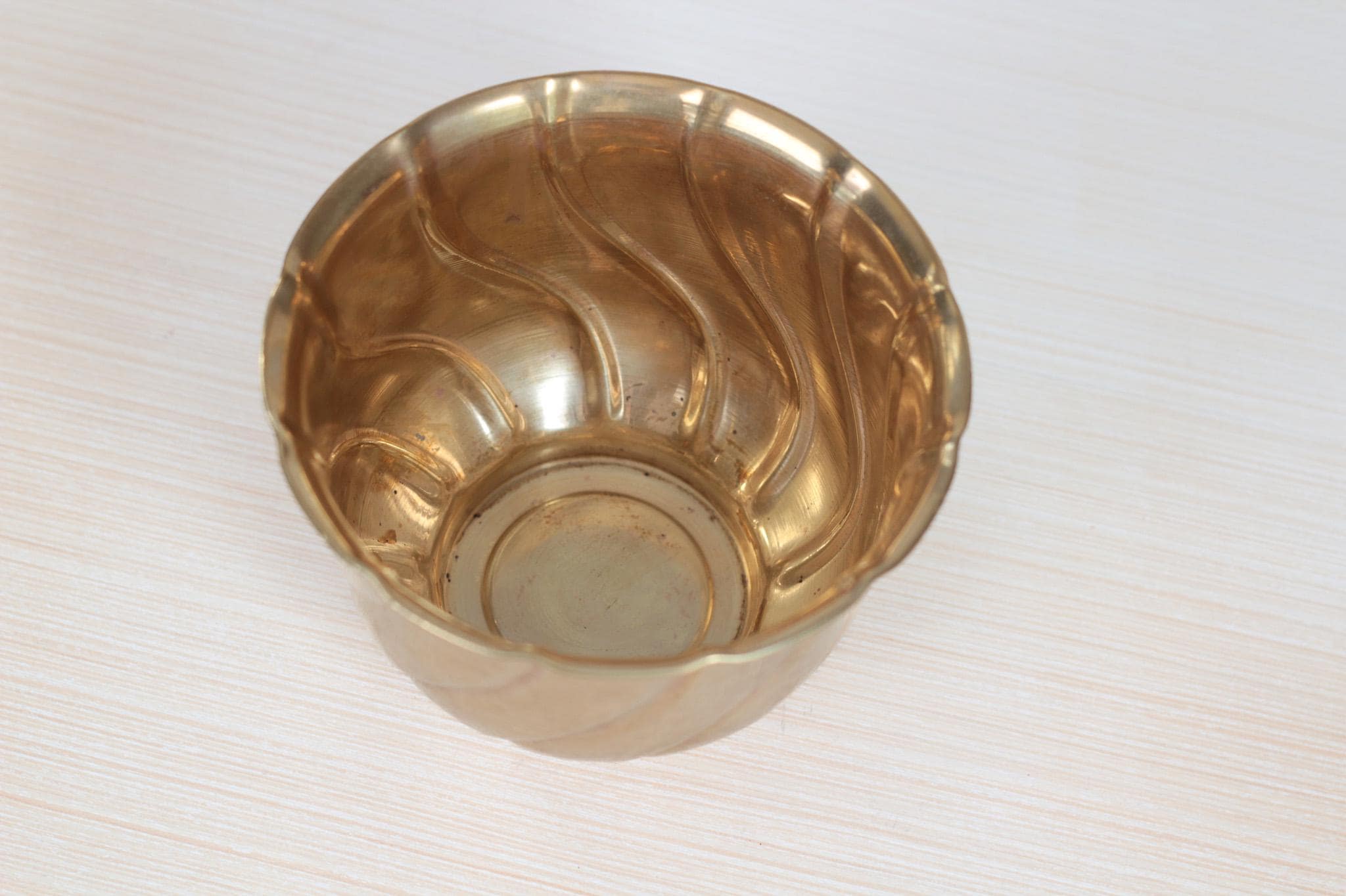 Vintage Small Fluted Brass Planter