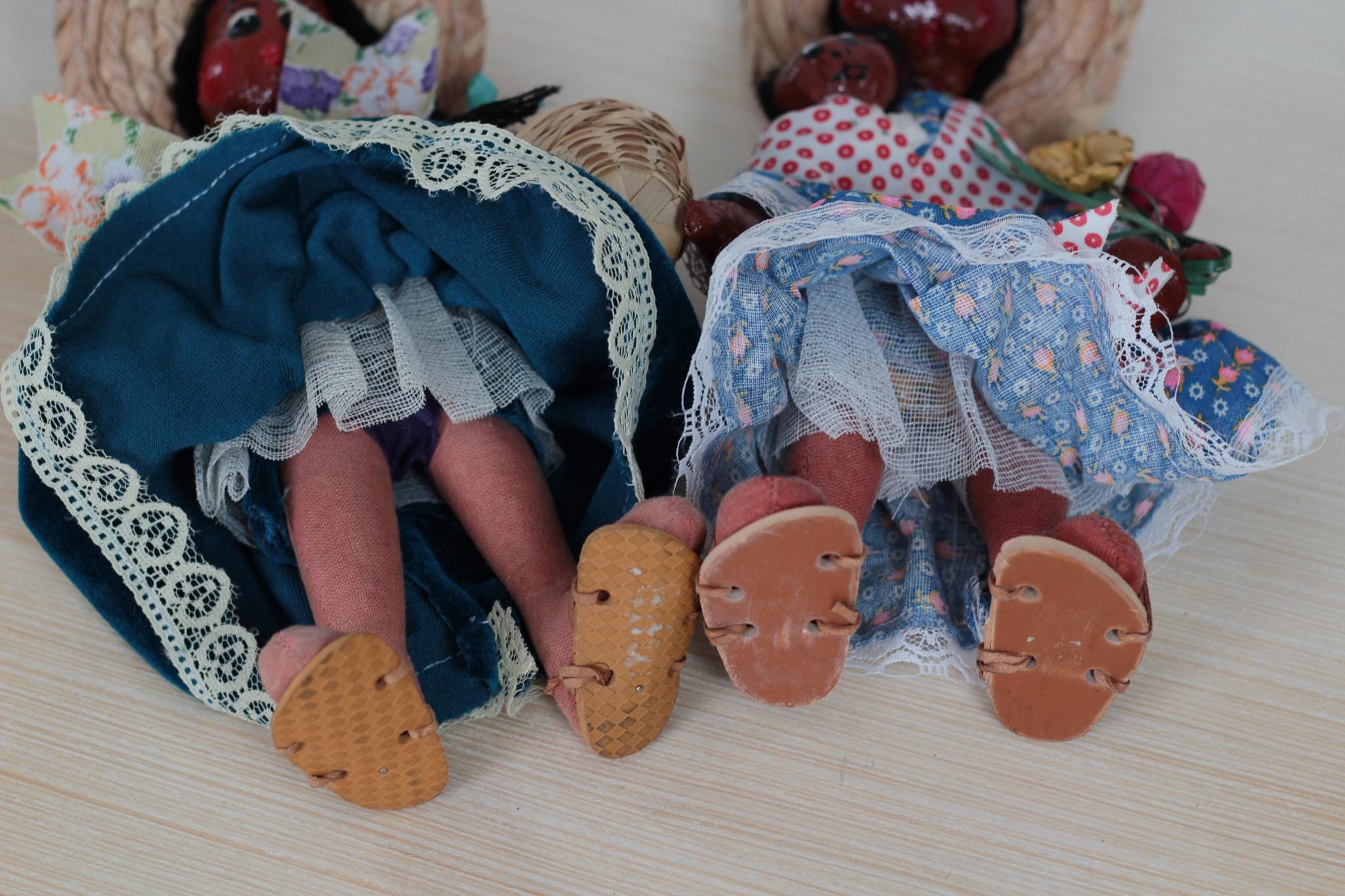 Pair of Vintage Mexican Folk Art Dolls