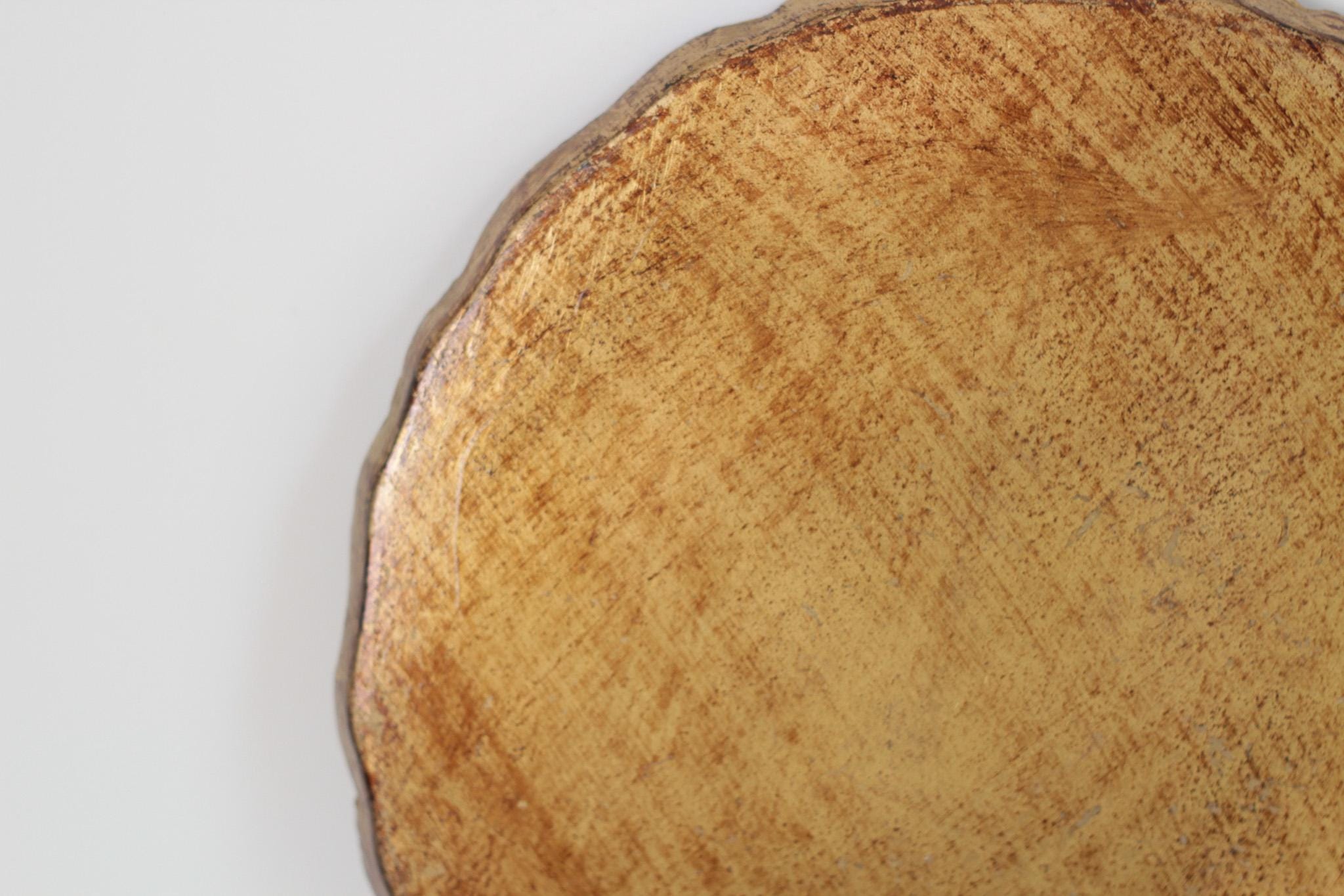 Vintage Italian Florentine Round Tray in Turquoise & Gold