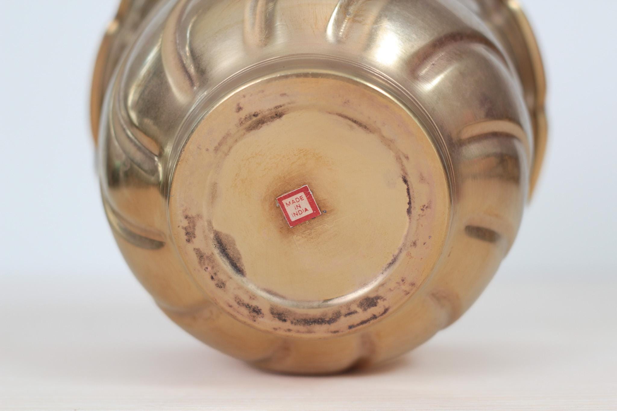 Vintage Small Fluted Brass Planter
