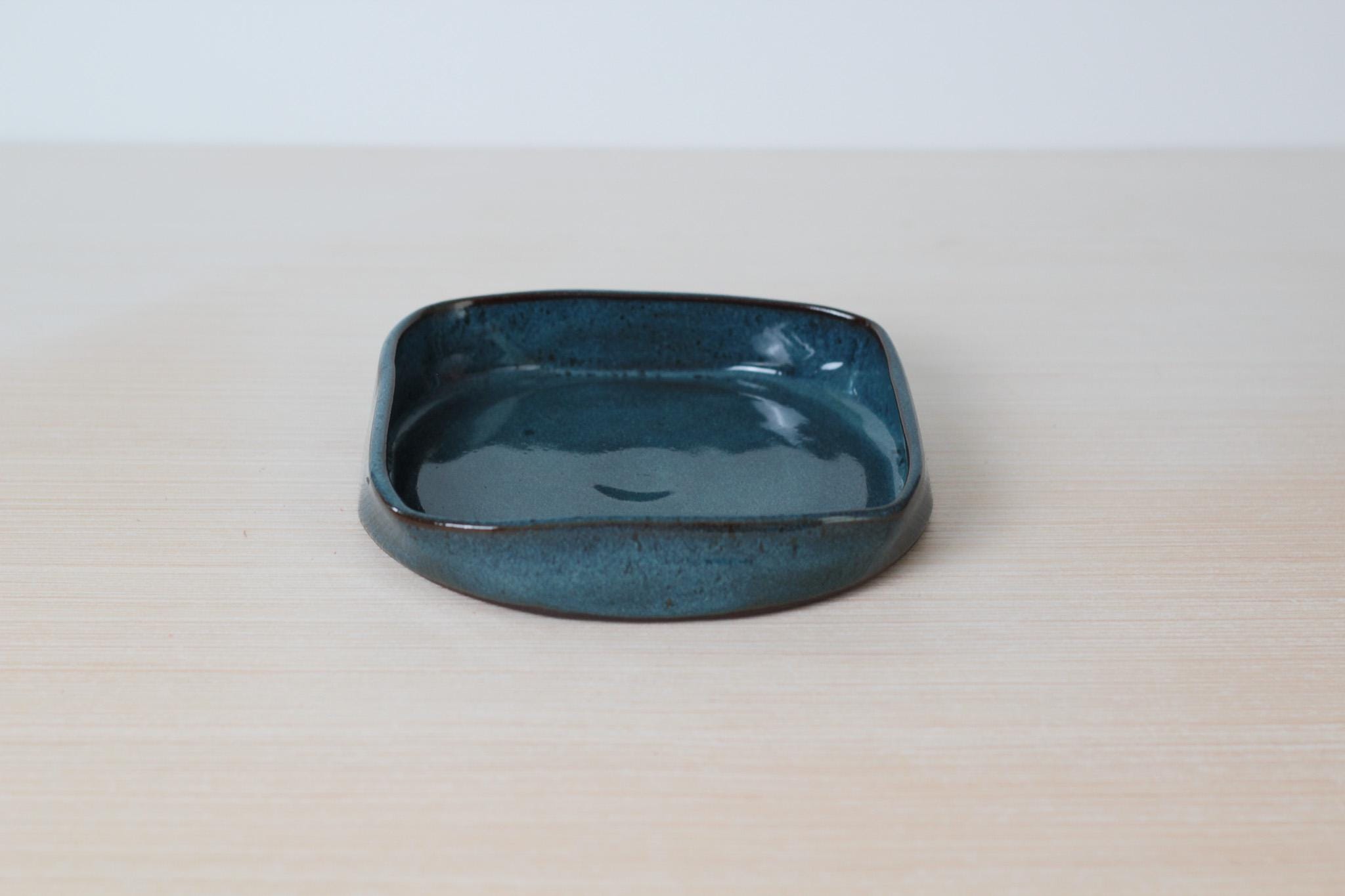 Vintage Studio Pottery Square Catchall, Signed by Artist