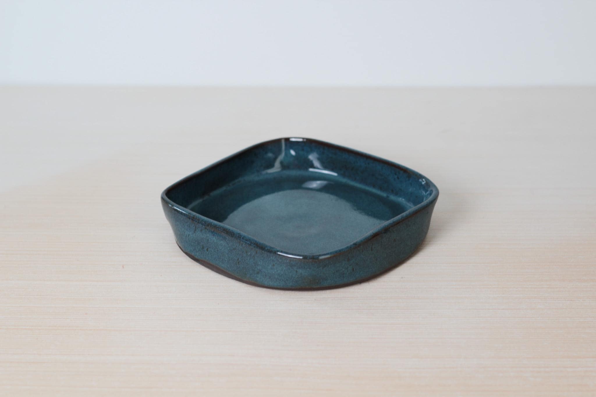 Vintage Studio Pottery Square Catchall, Signed by Artist