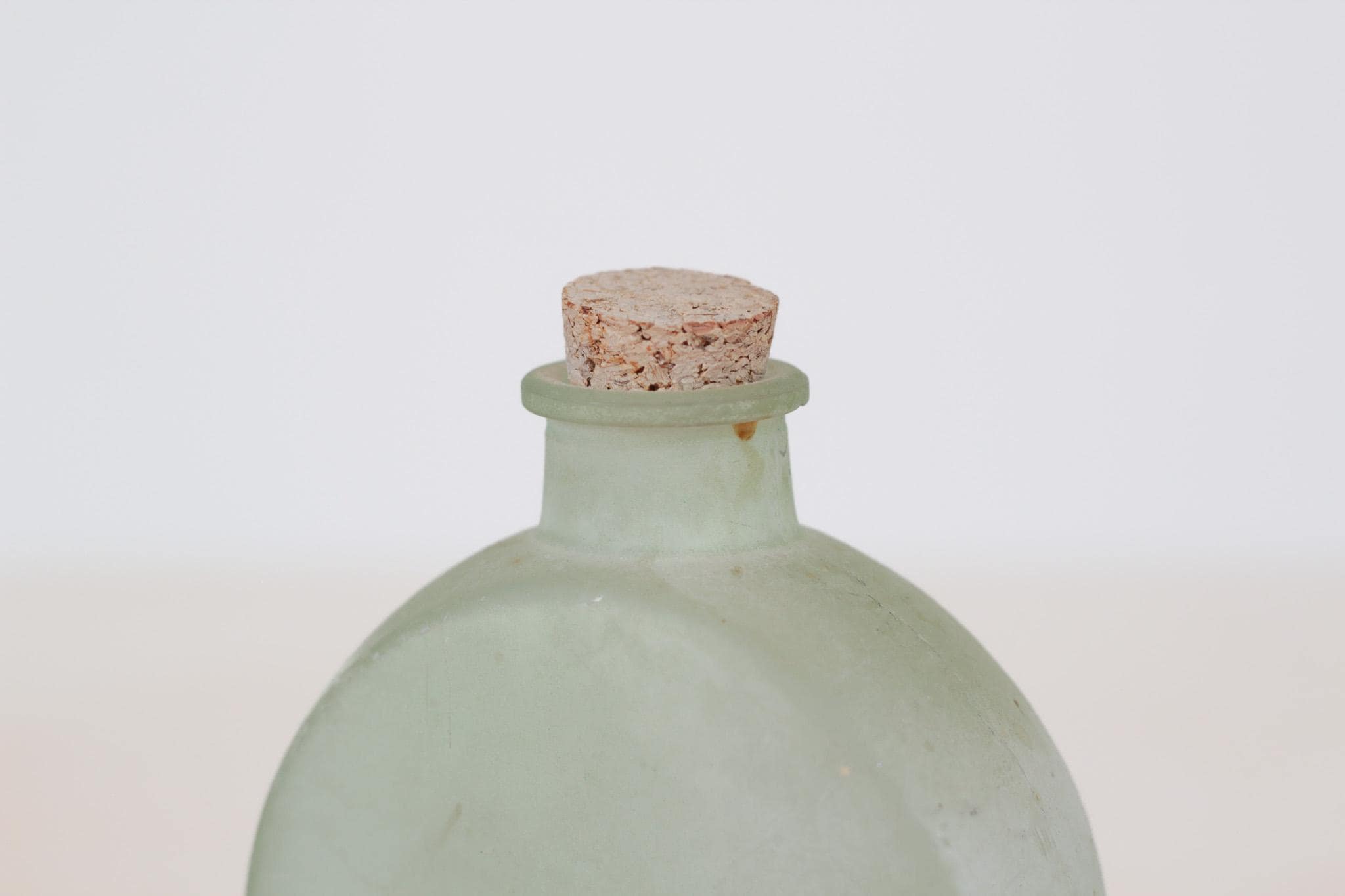 Vintage Frosted Glass Bottle with Cork Stopper