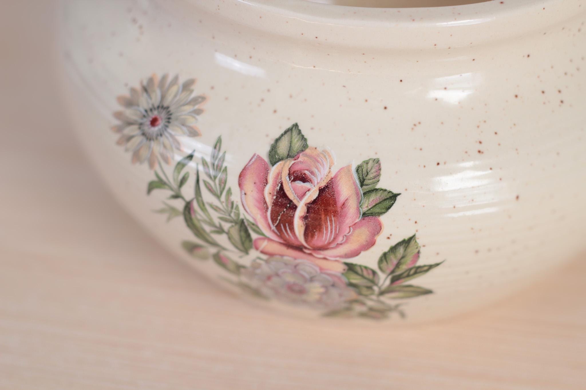 Vintage Ceramic Planter with Floral Motif