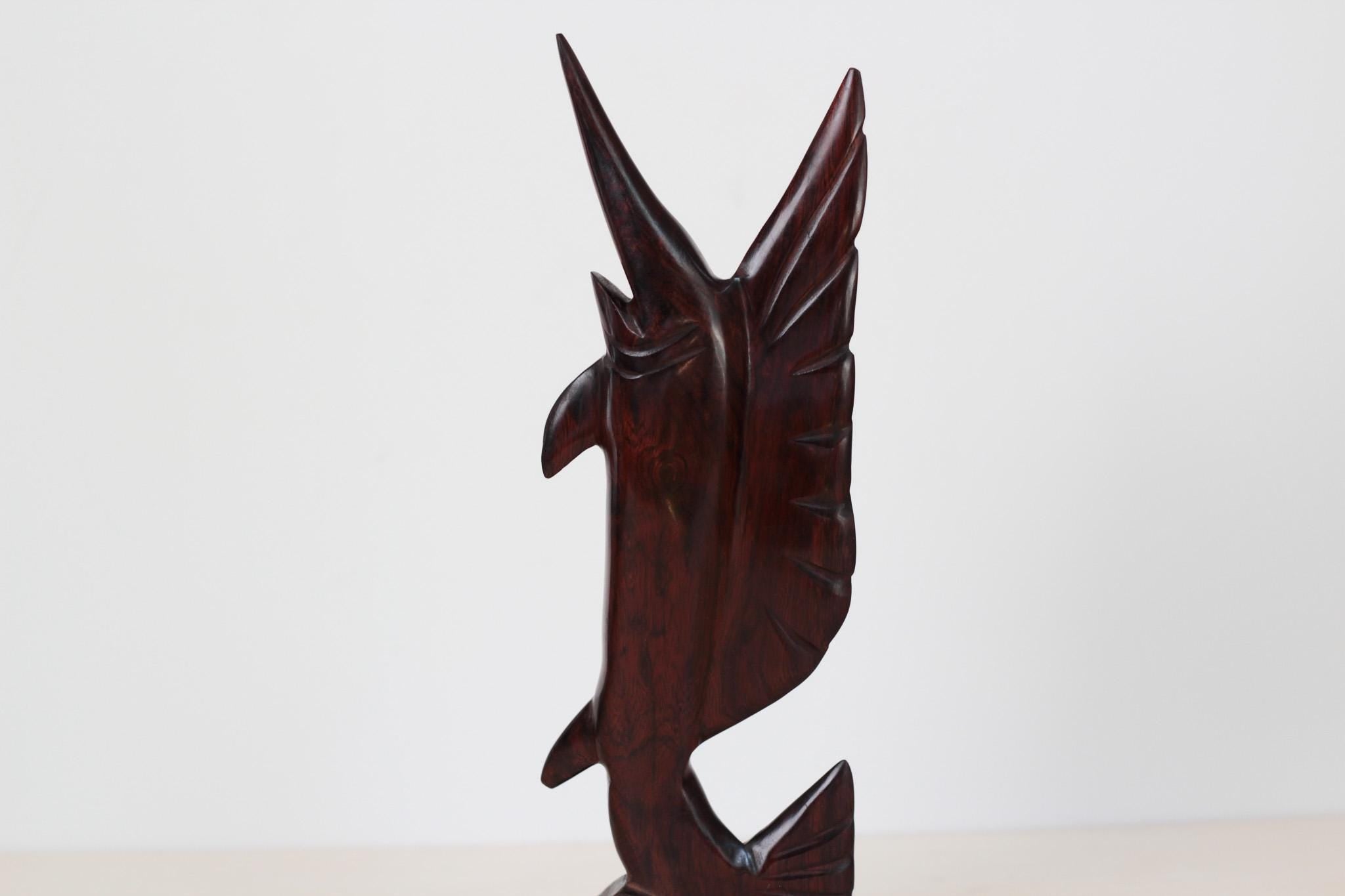 Vintage Ironwood Sailfish Sculpture, Mid-Century Nautical Decor