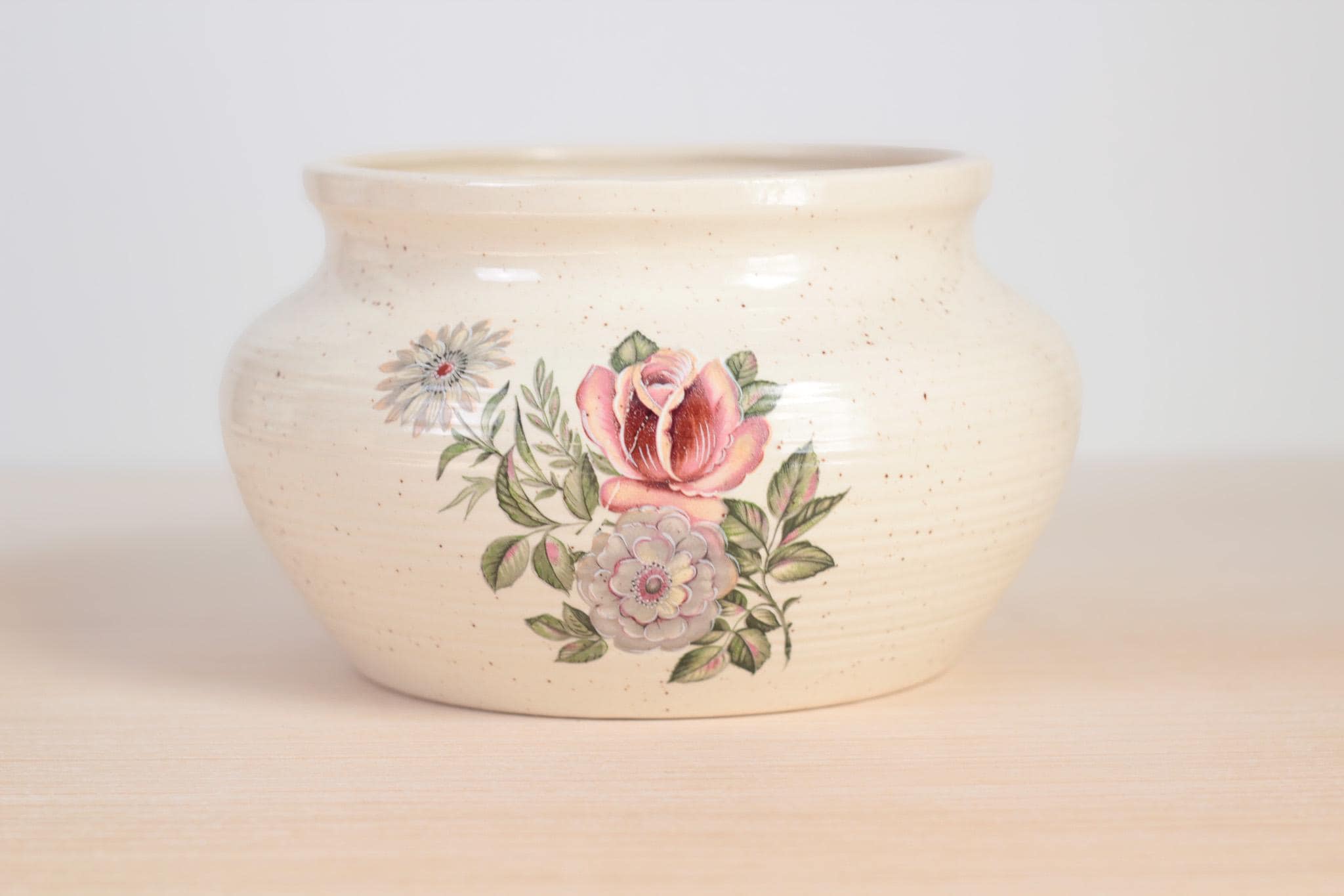 Vintage Ceramic Planter with Floral Motif