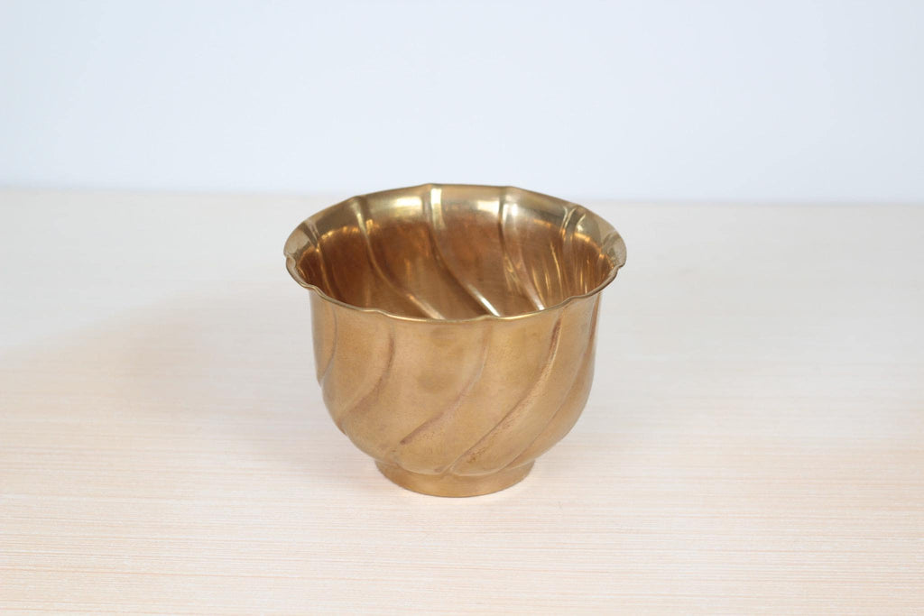 Vintage Small Fluted Brass Planter